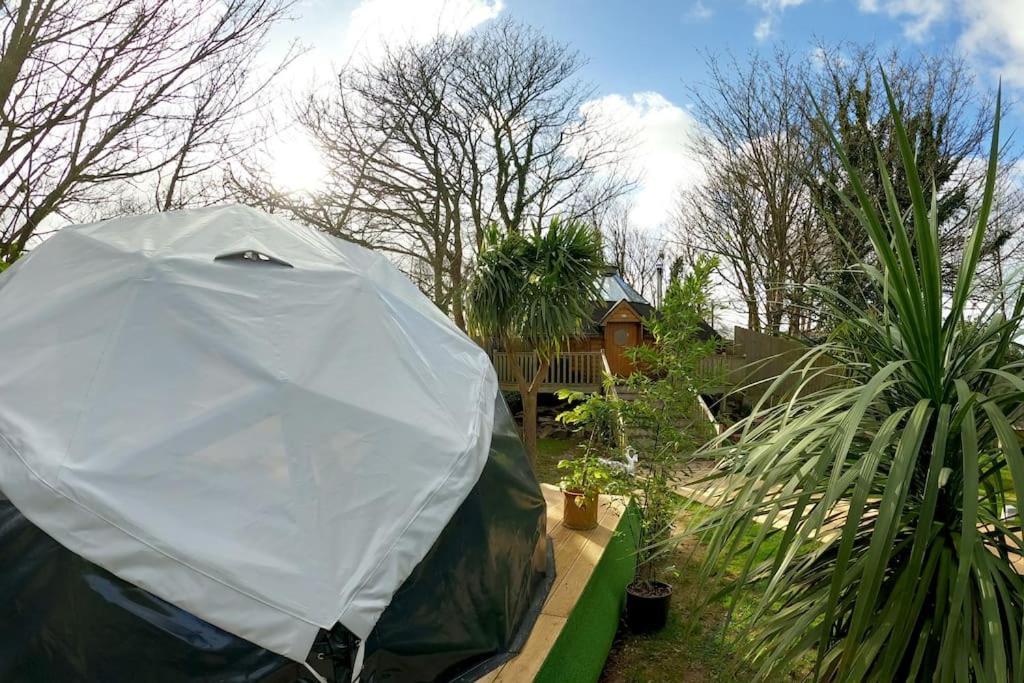 Romantic Treehouse With Hot Tub & Bbq Lodge Praze an Beeble المظهر الخارجي الصورة